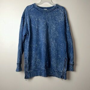 GAP Blue Acid Wash Sweatshirt with Zipper Details